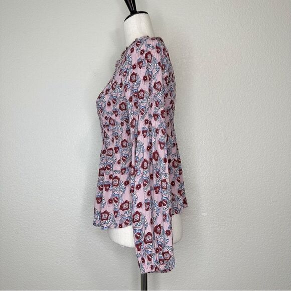 Calligraphie Boho Floral Smoked Romantic Long Sleeves Top - Picture 4 of 11